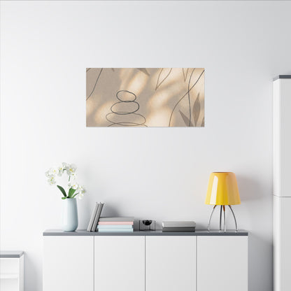 River Stones Minimal Line Canvas Art | Earthy Japandi Art