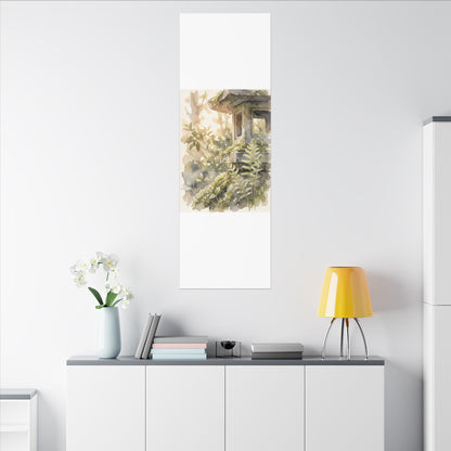 Earthy Stone Lantern Canvas Art - Watercolor Japandi