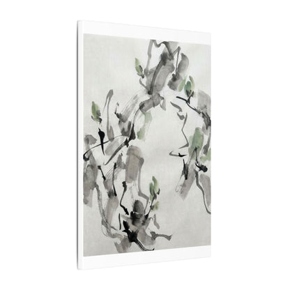 Zen Ink Brushstroke in Overcast | Sumi E Canvas Art