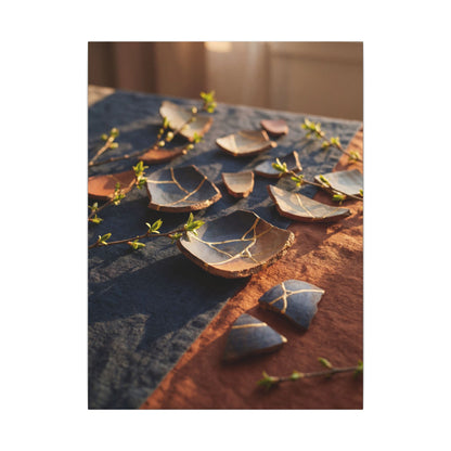Spring Broken Pottery Gold Vein Canvas Art | Philosophical Decor