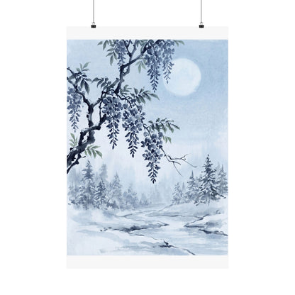 Moonlight Wisteria Wall Art Print - Zen Seijaku Art Print