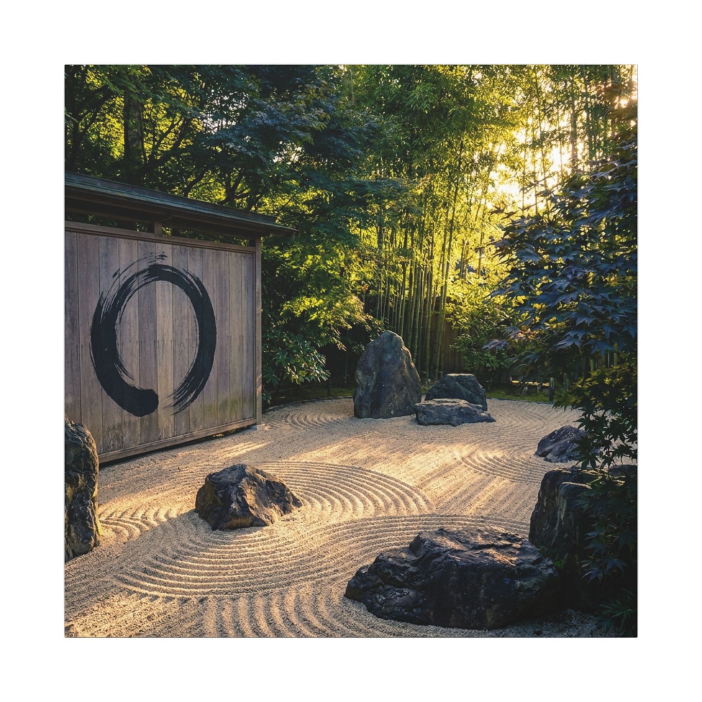 Rock Garden Enso Canvas Art | Tranquil Zen Art