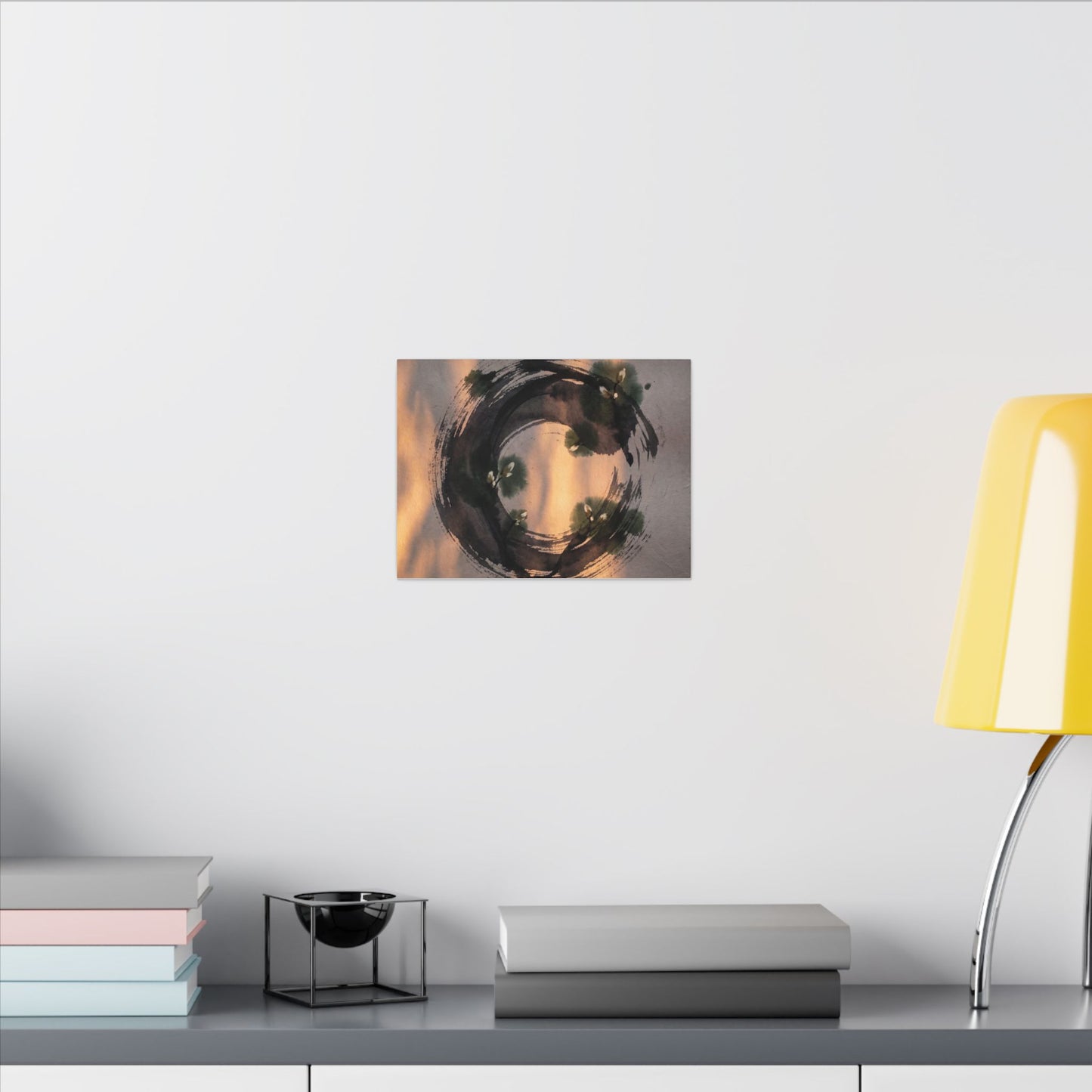 Ink Brushstroke Spring Canvas Art | Dark Japandi Bold Design