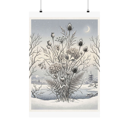 Zen Dried Flowers in Dawn | Ukiyo E Inspired Wall Art Print