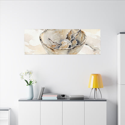 Ceramic Bowl Canvas Art | Winter Japandi Watercolor Art