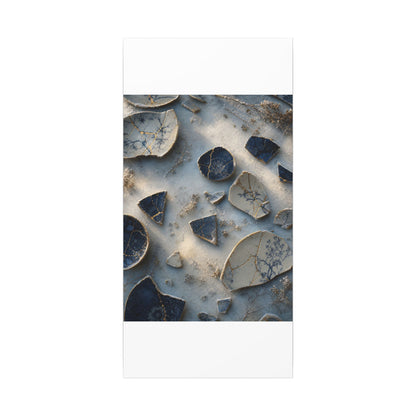 Broken Pottery Canvas Art | Winter Kintsugi Gold Vein Art