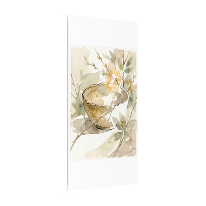 Spring Ceramic Bowl Watercolor Canvas Art | Neutral Decor