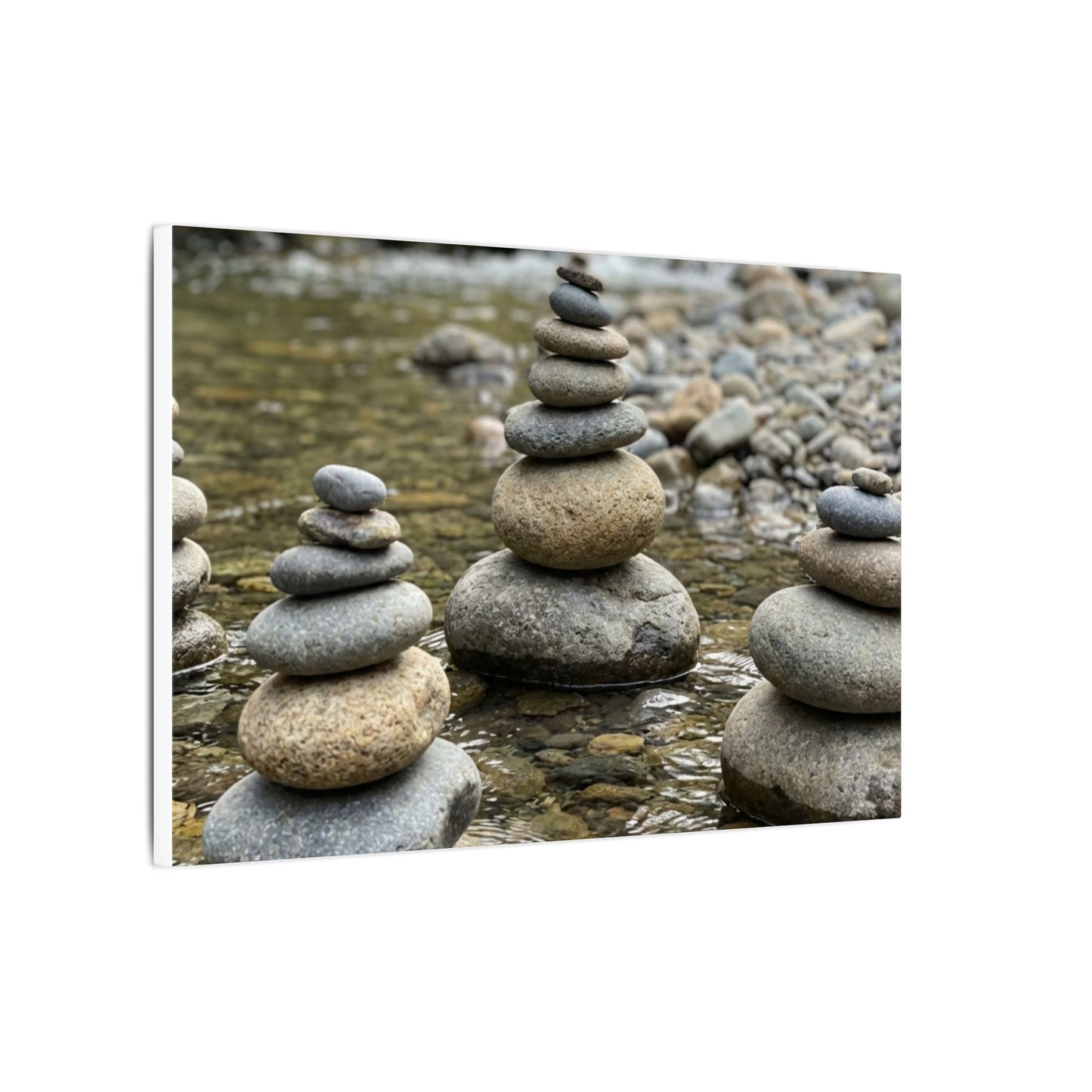 Zen River Stones in Dawn | Karesansui Canvas Art