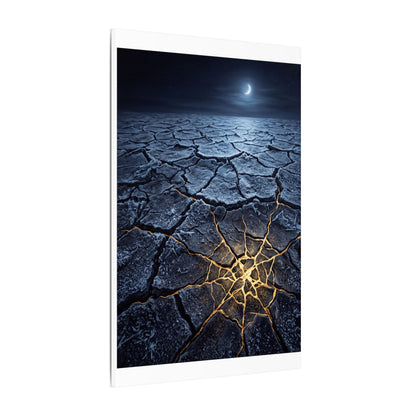 Moonlight Cracked Earth Canvas Art - Kintsugi Mono No Aware