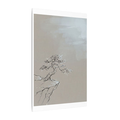 Pine Tree Minimal Line Canvas Art | Warm Japandi Art