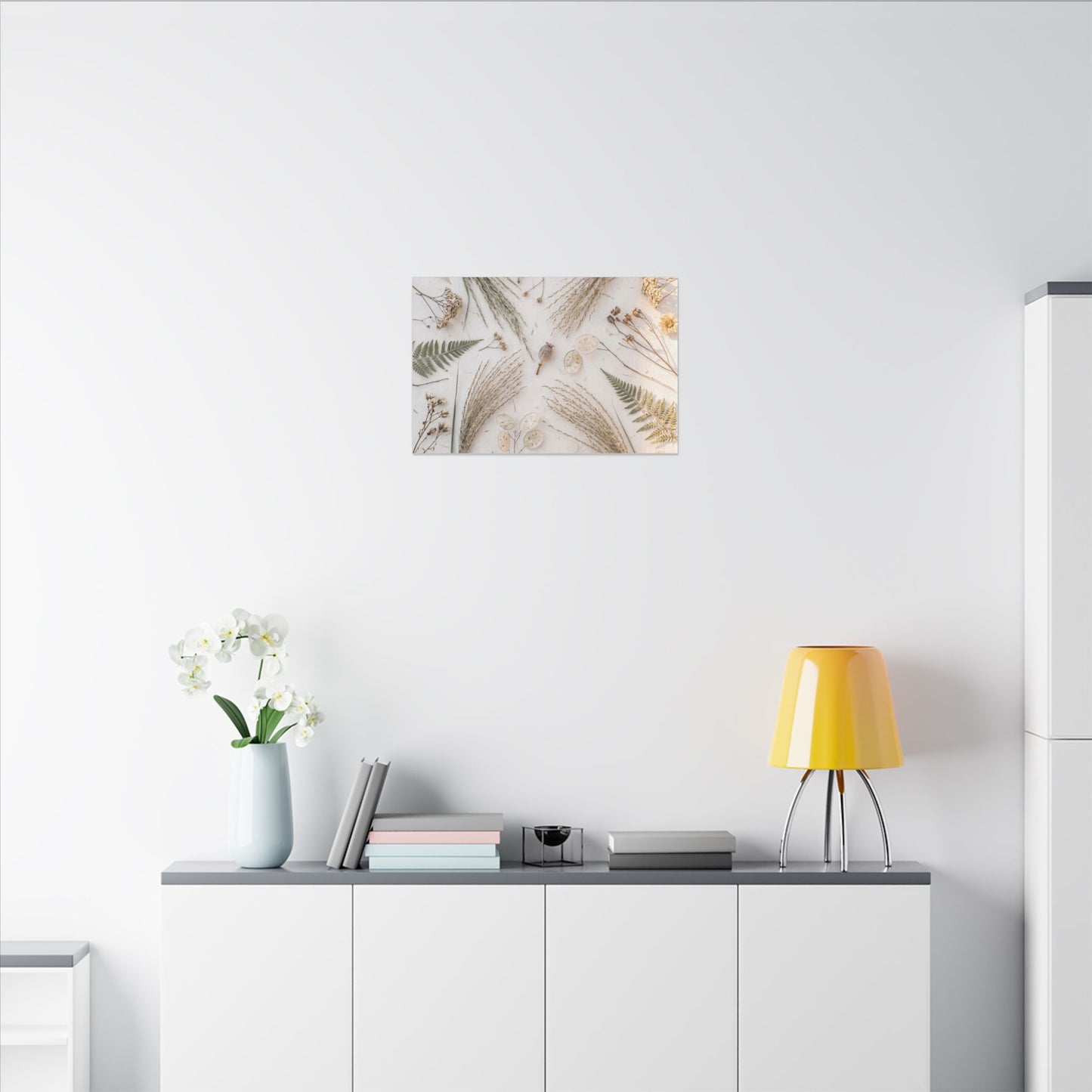 Elegant Dried Flowers Canvas Art - Japanese Pattern Japandi