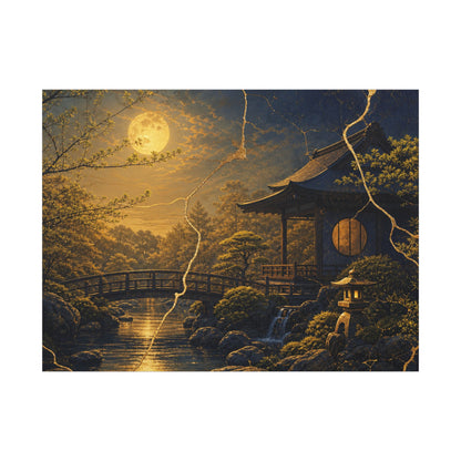 Spring Moonlit Garden Gold Vein Canvas Art | Resilient Decor
