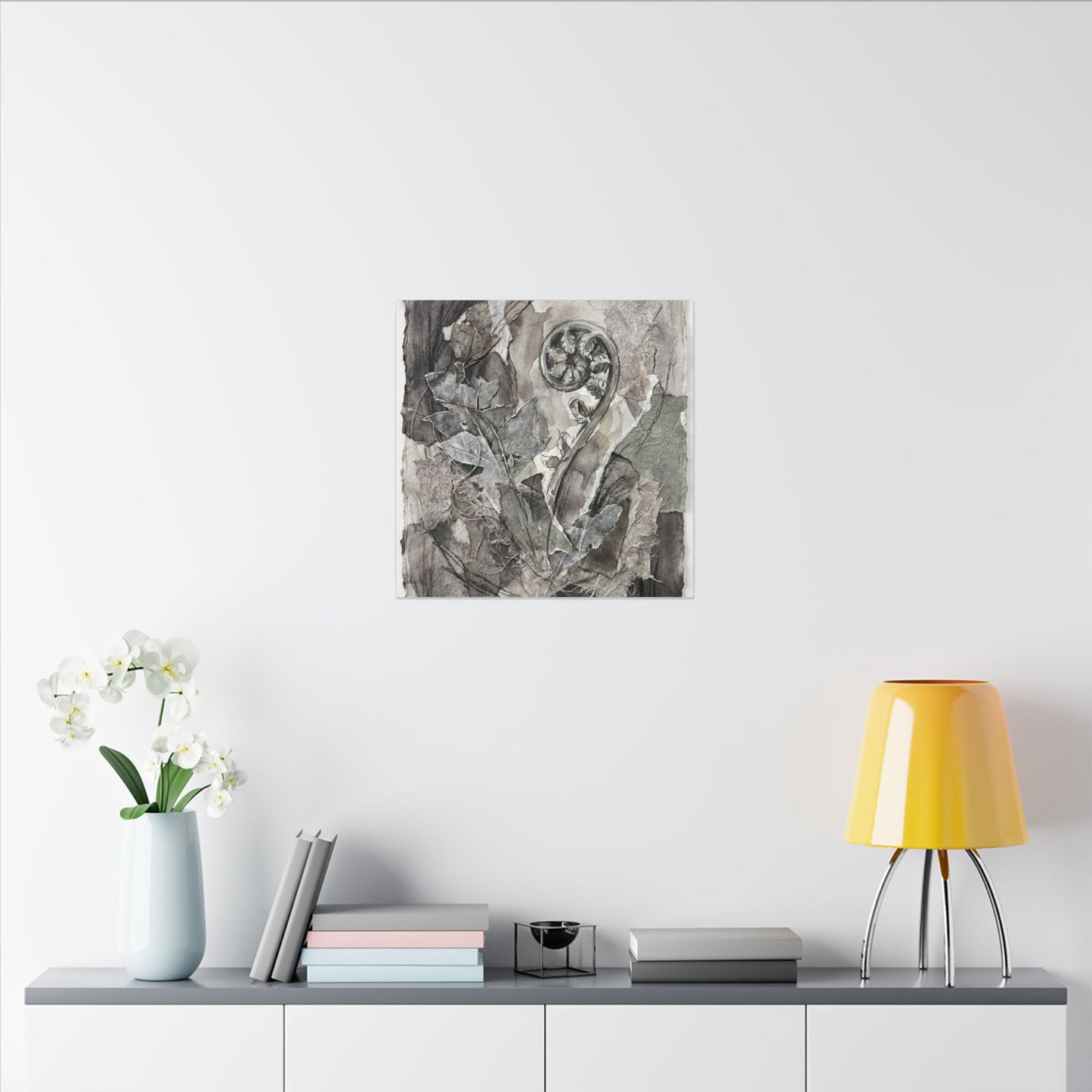 Japandi Fern Unfurling in Overcast | Texture Canvas Art