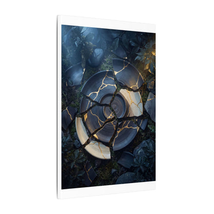 Resilient Broken Pottery Canvas Art - Gold Vein Kintsugi