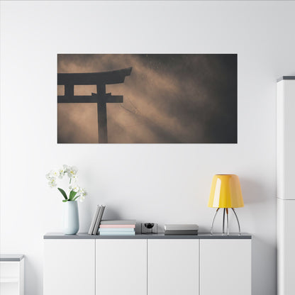 Torii Gate Shadow Zen Canvas Art | Bold Dark Japandi Art