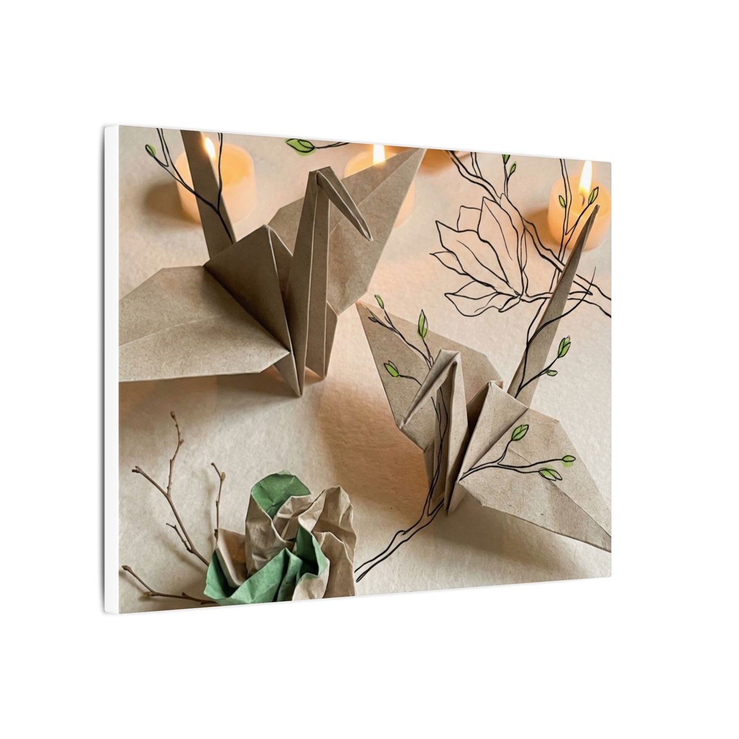Paper Fold Spring Canvas Art | Japandi Earthy Design