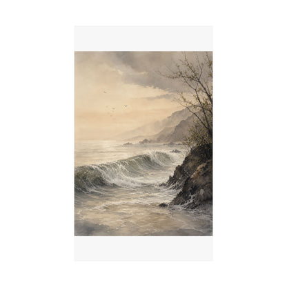 Warm Ocean Wave Wall Art Print - Watercolor Japandi