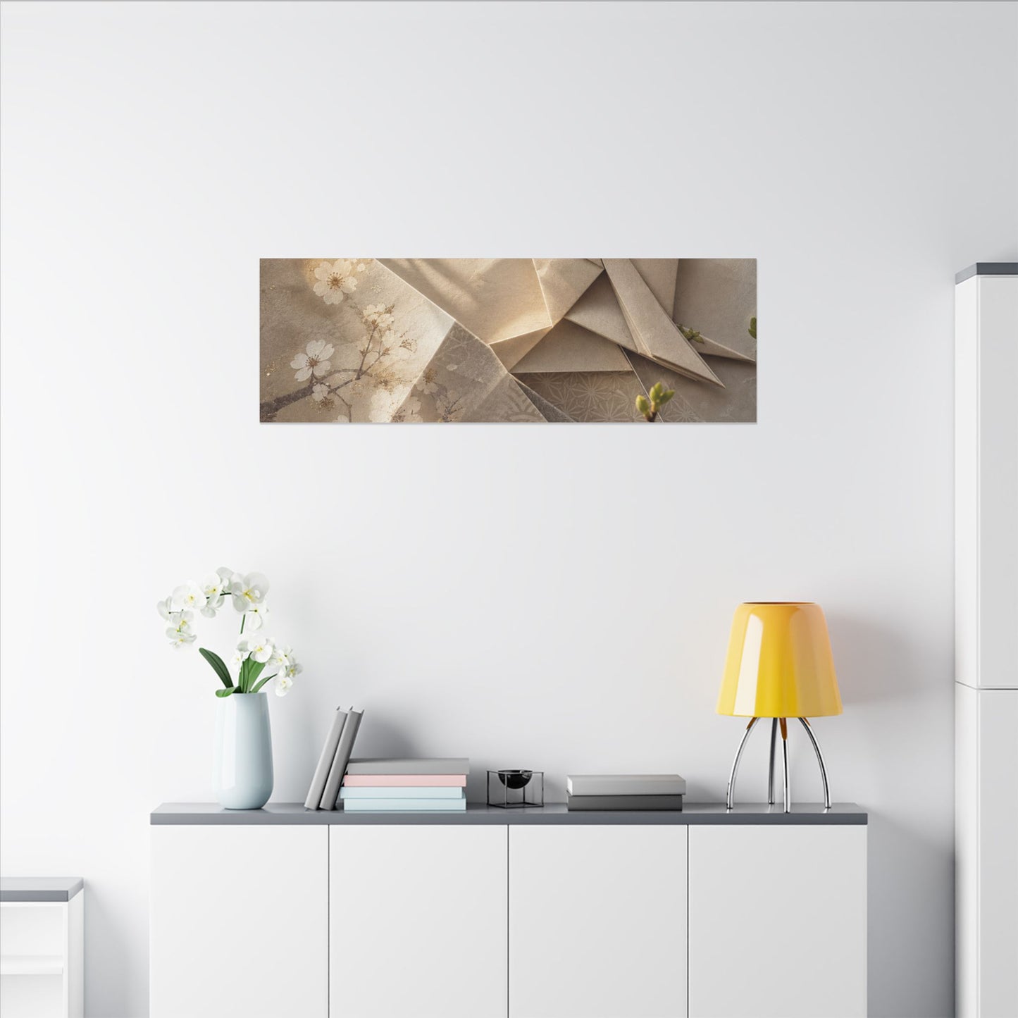 Golden Hour Paper Fold Canvas Art - Japandi Fukinsei