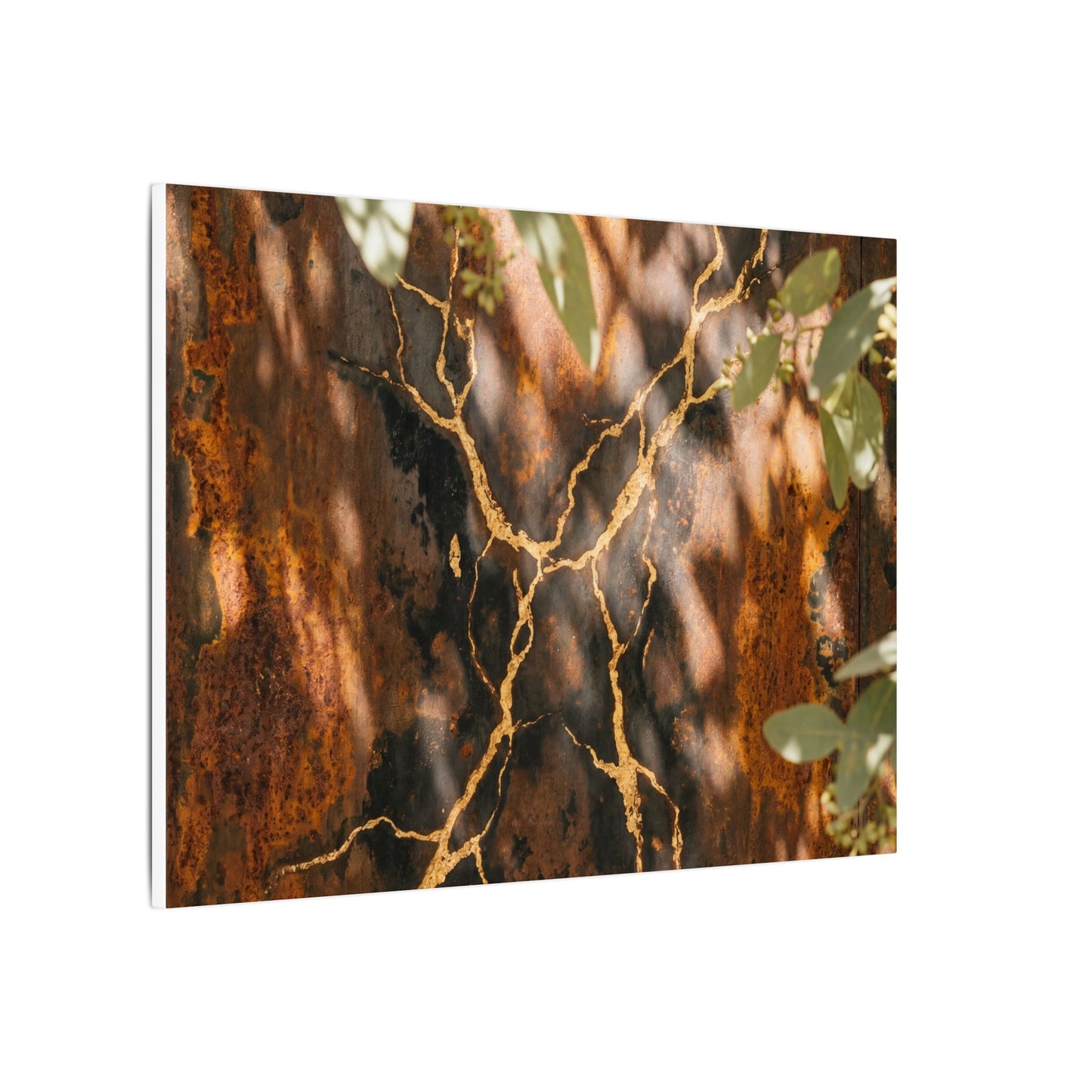 Kanso Rust Patina Canvas Art - Kintsugi Gold Vein