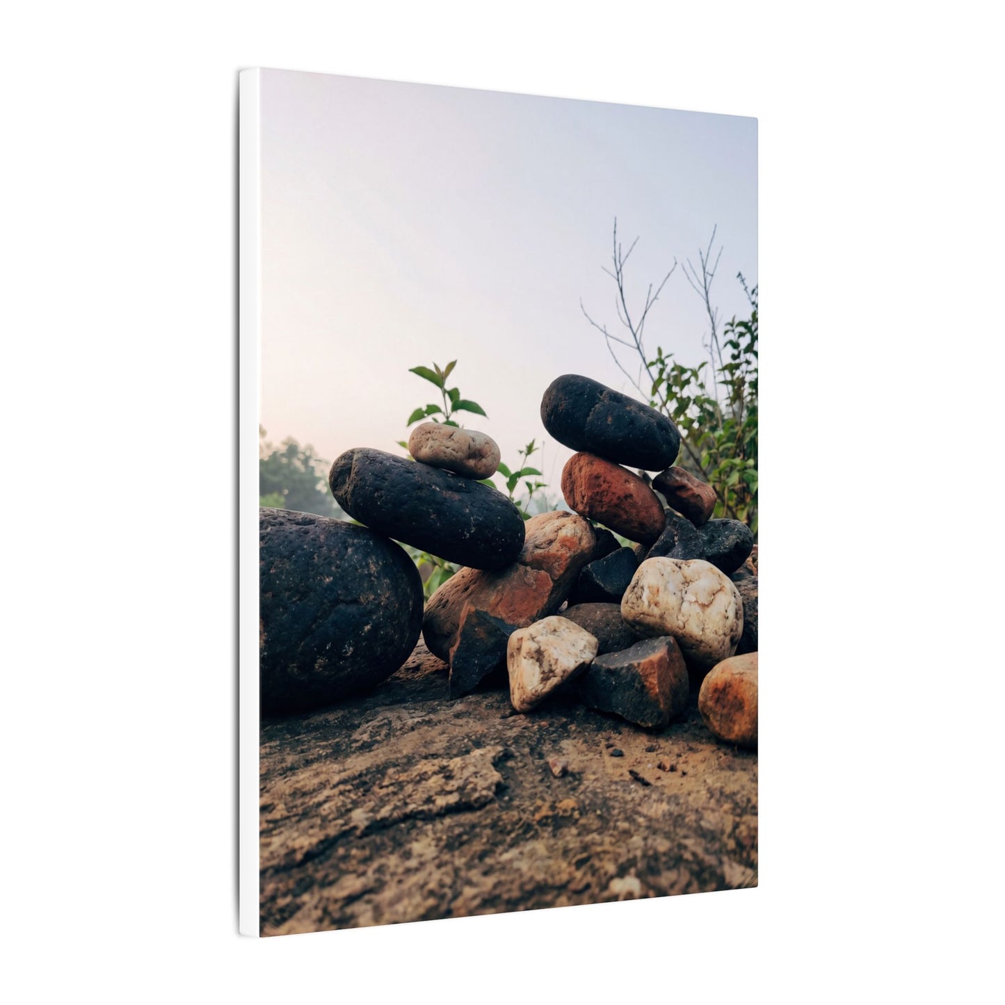 River Stones Canvas Art | Spring Kintsugi Broken Beauty Art
