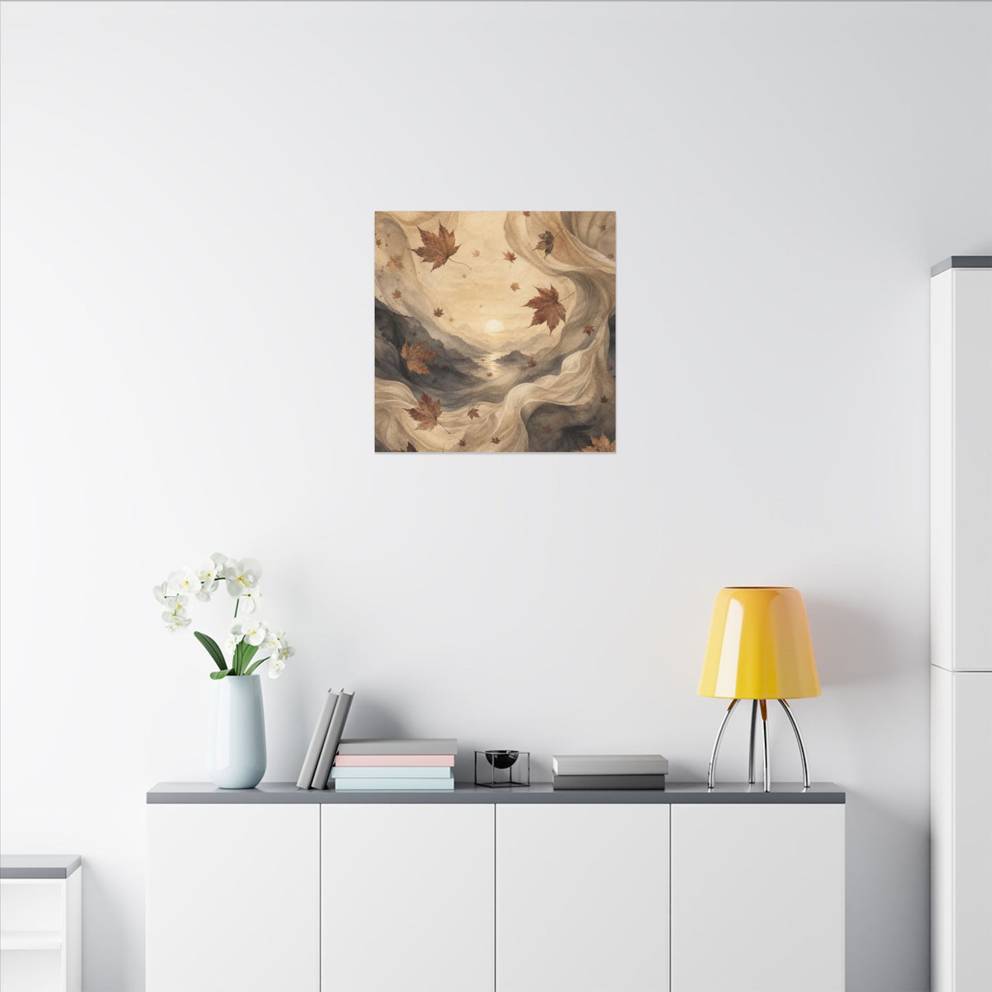 Autumn Silk Drape Watercolor Canvas Art | Earthy Decor