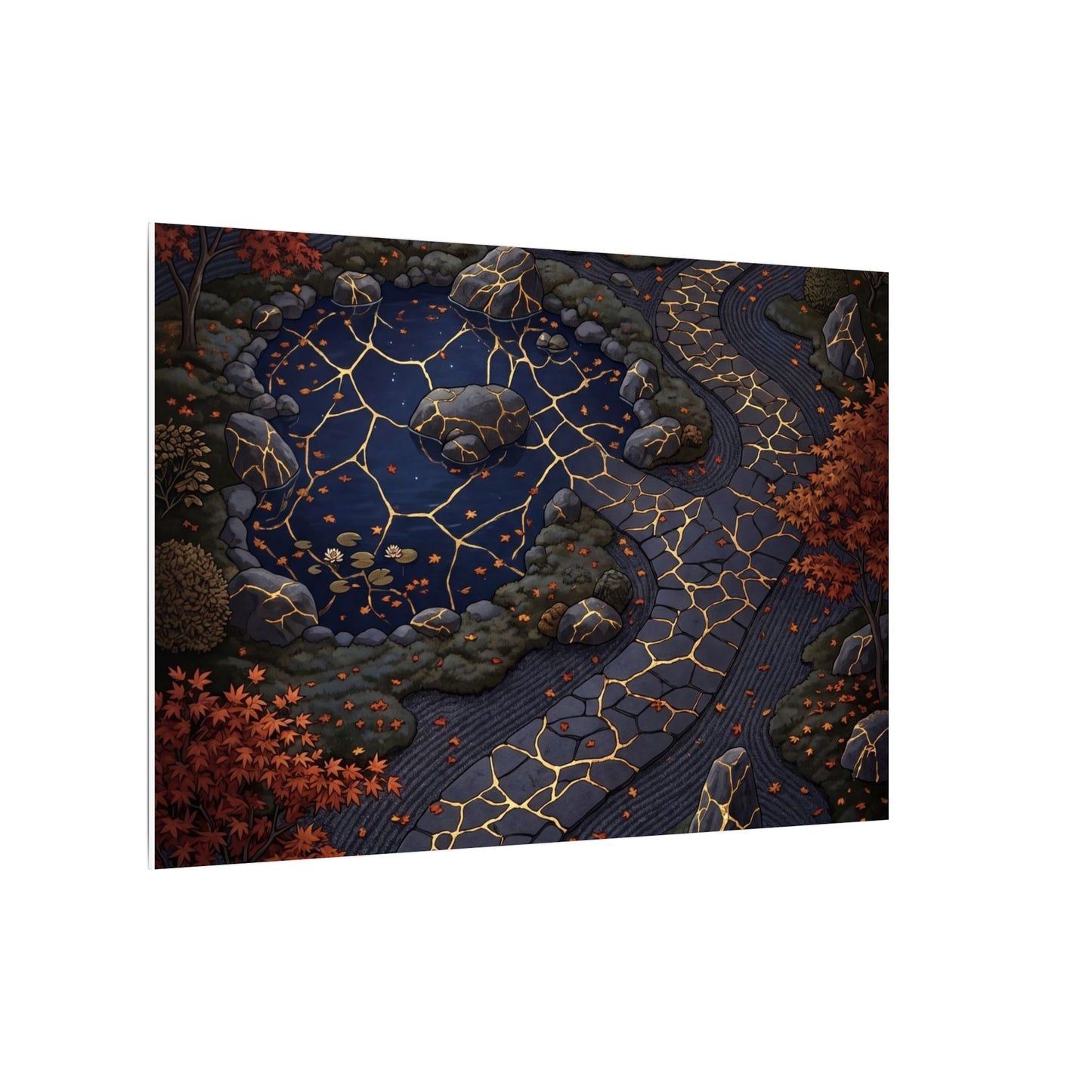 Moonlit Garden Gold Vein Canvas Art | Resilient Kintsugi Art