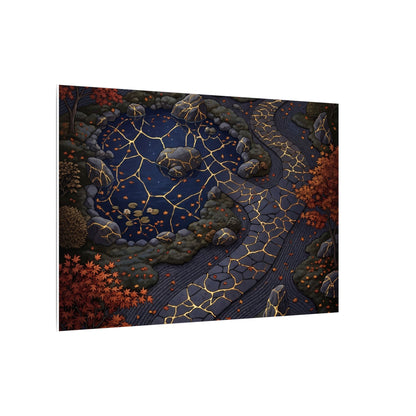Moonlit Garden Gold Vein Canvas Art | Resilient Kintsugi Art