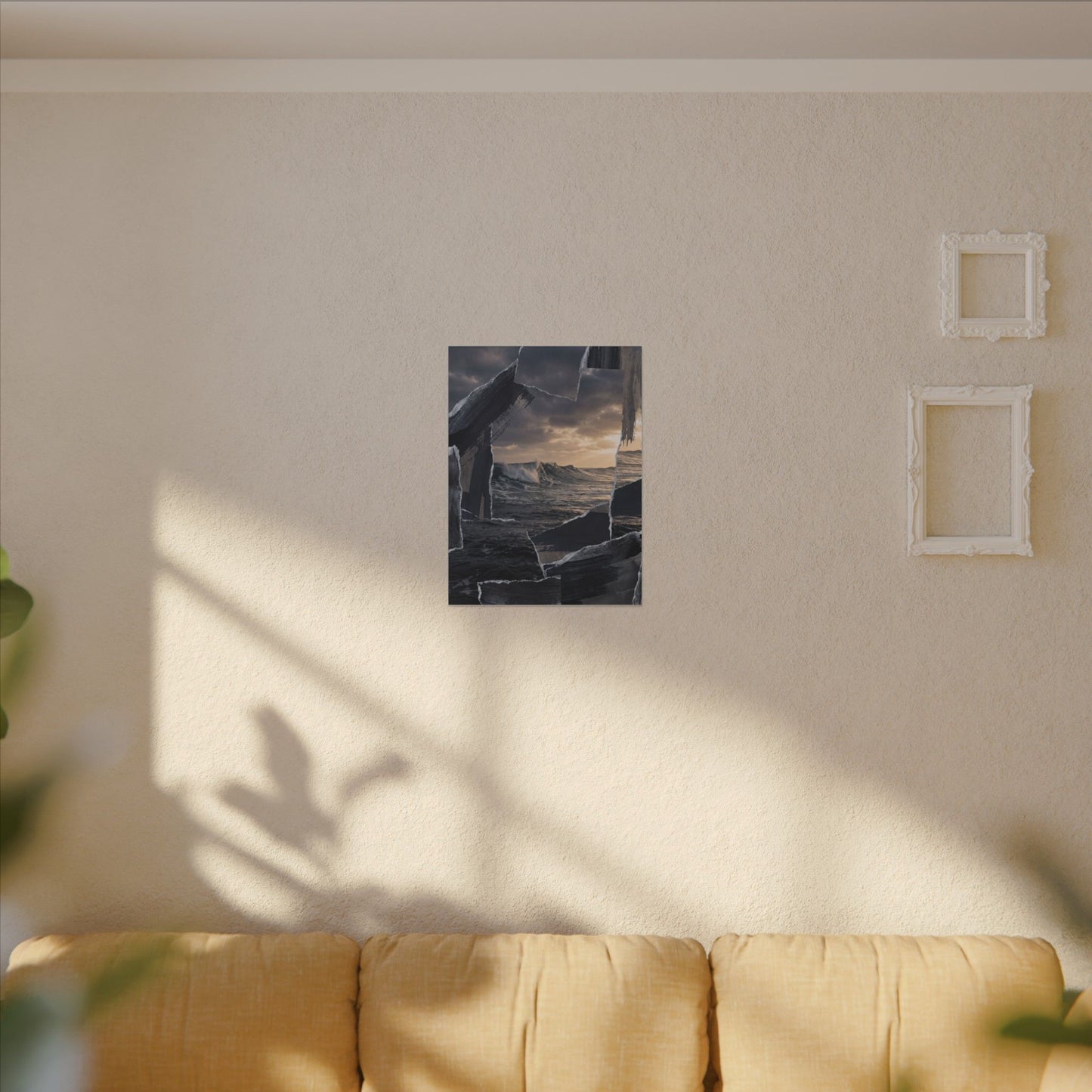 Fukinsei Ocean Wave Canvas Art - Dark Japandi Shadow Zen