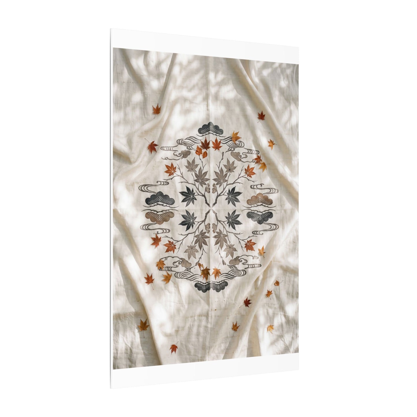 Elegant Silk Drape Canvas Art - Japanese Pattern Japandi