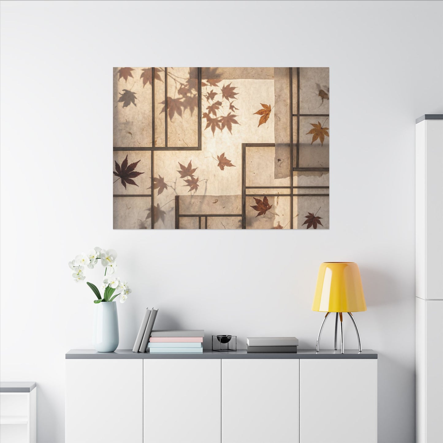 Shoji Screen Japanese Pattern Canvas Art | Neutral Japandi Art