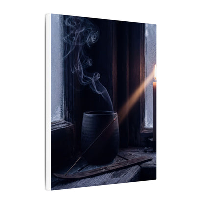 Incense Smoke Winter Canvas Art | Dark Japandi Sophisticated Design