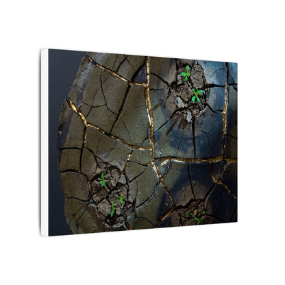 Dark Japandi Cracked Earth in Moonlight | Moody Minimal Canvas Art