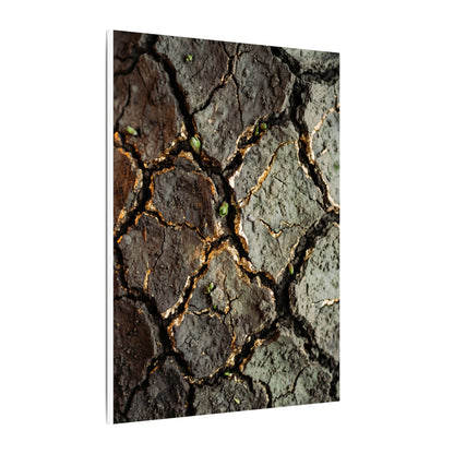 Earthy Cracked Earth Canvas Art - Japanese Pattern Japandi