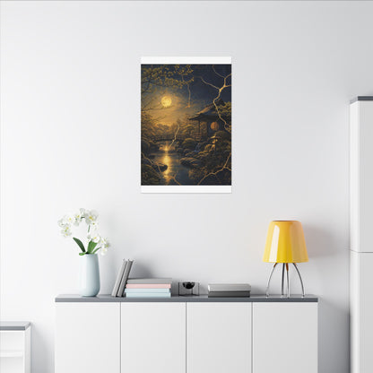 Spring Moonlit Garden Gold Vein Canvas Art | Resilient Decor