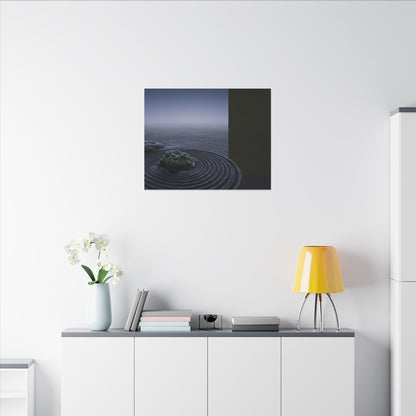 Ma Rock Garden Canvas Art - Dark Japandi Moody Minimal
