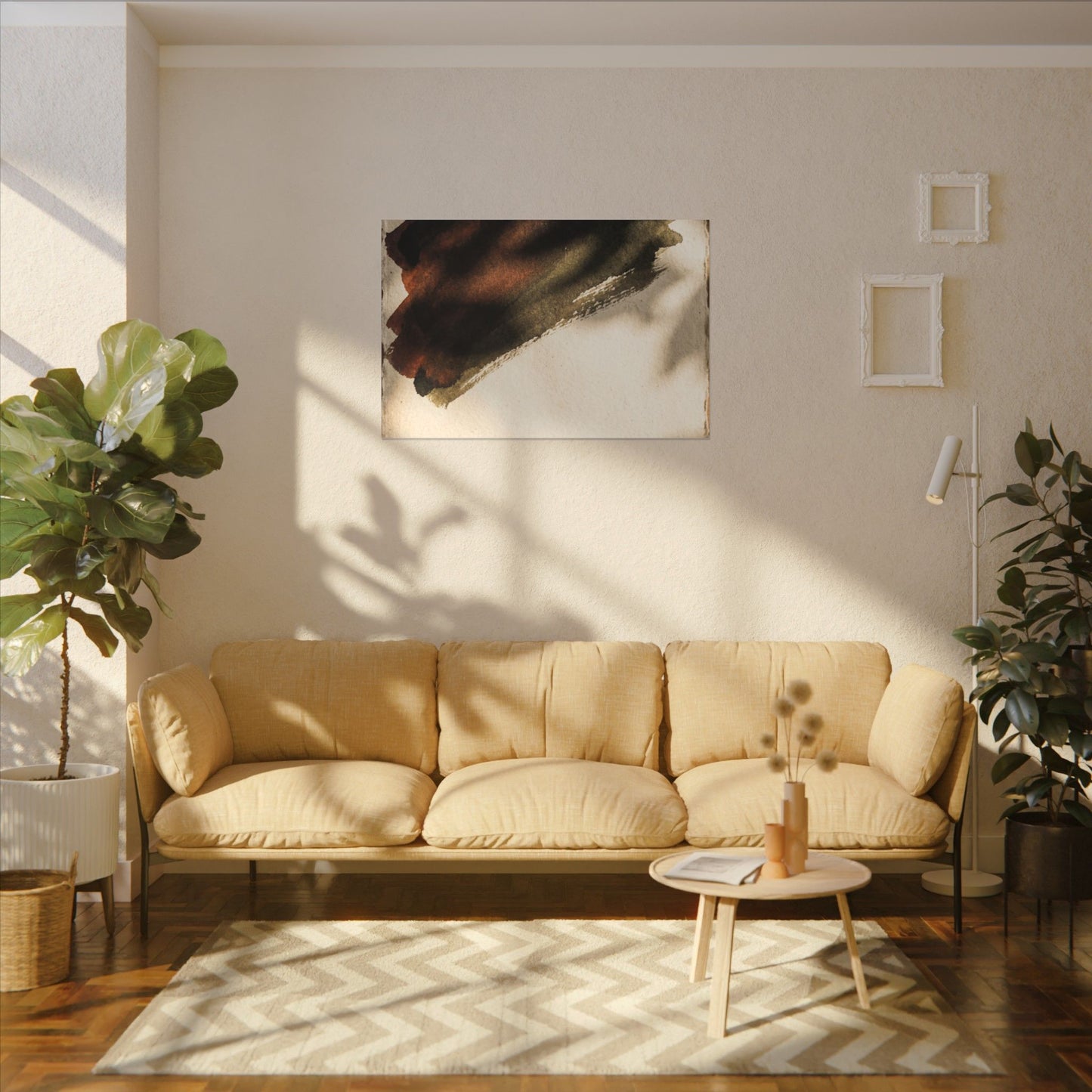 Ink Brushstroke Canvas Art | Summer Dark Japandi Moody Minimal Art