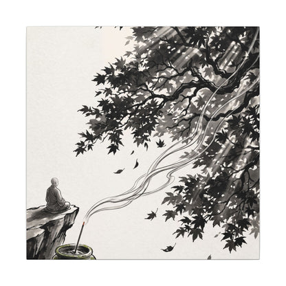 Serene Incense Smoke Canvas Art - Ukiyo E Inspired Zen