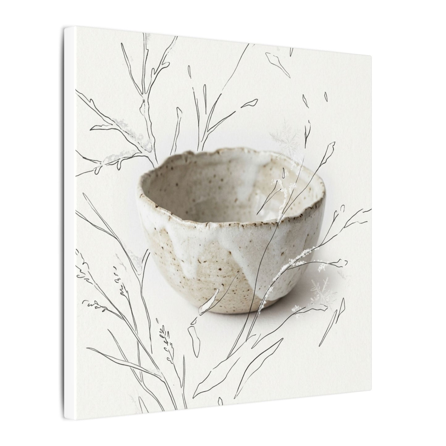 Neutral Ceramic Bowl Canvas Art - Minimal Line Japandi