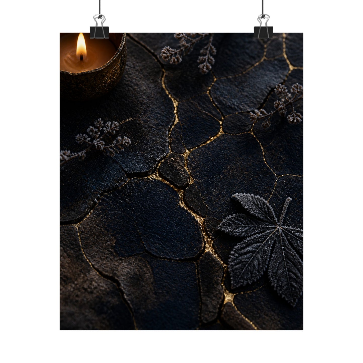 Luxurious Cracked Earth Wall Art Print - Moody Minimal Dark Japandi