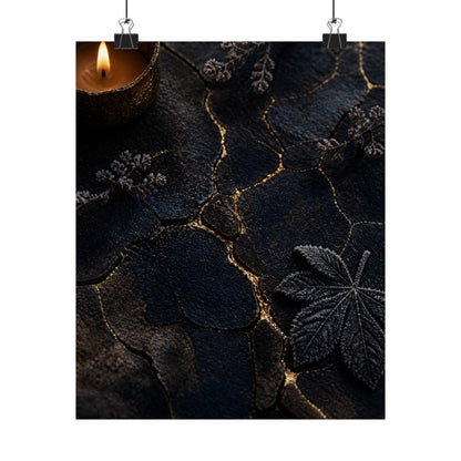 Luxurious Cracked Earth Wall Art Print - Moody Minimal Dark Japandi