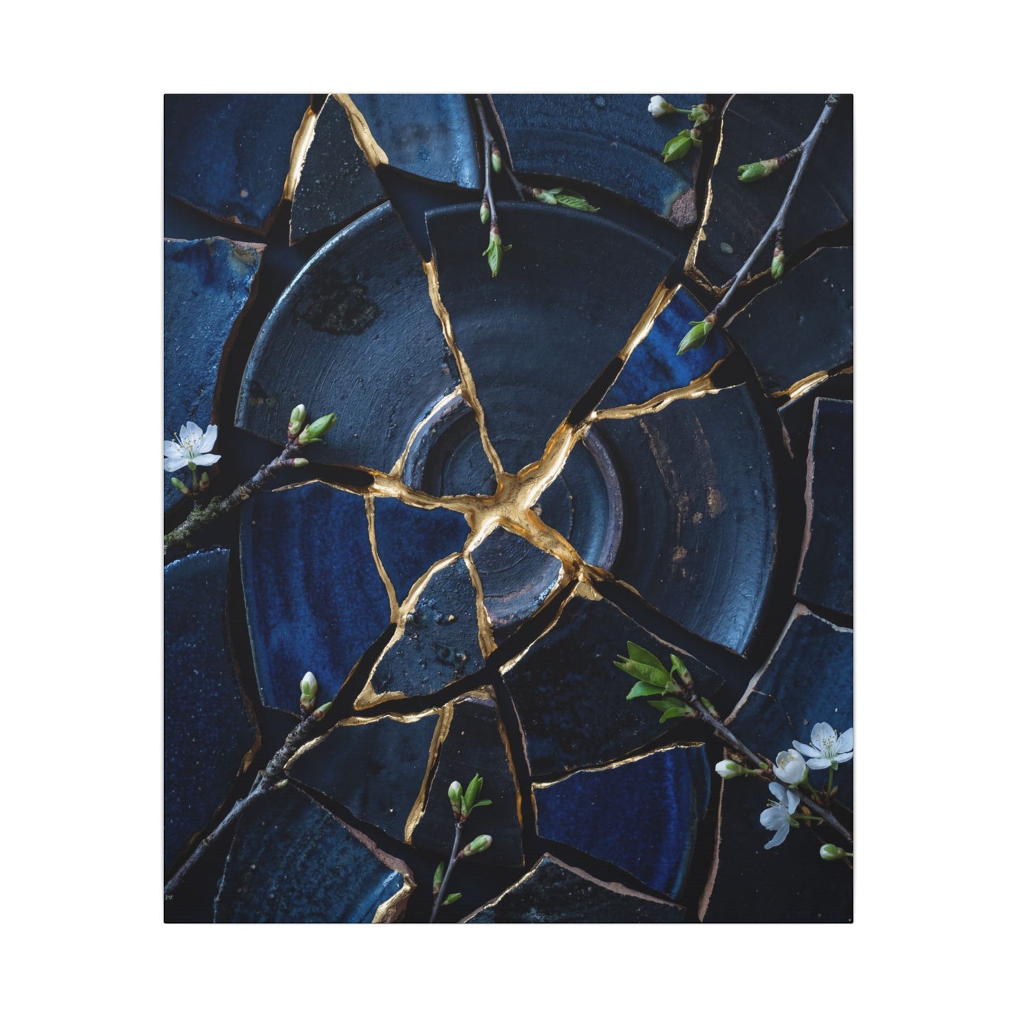 Moonlight Broken Pottery Canvas Art - Kintsugi Fukinsei