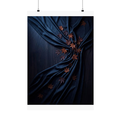 Dark Japandi Silk Drape in Moonlight | Moody Minimal Wall Art Print