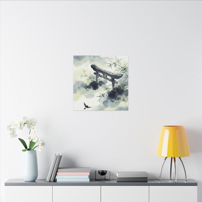 Torii Gate Sumi E Canvas Art | Serene Zen Art