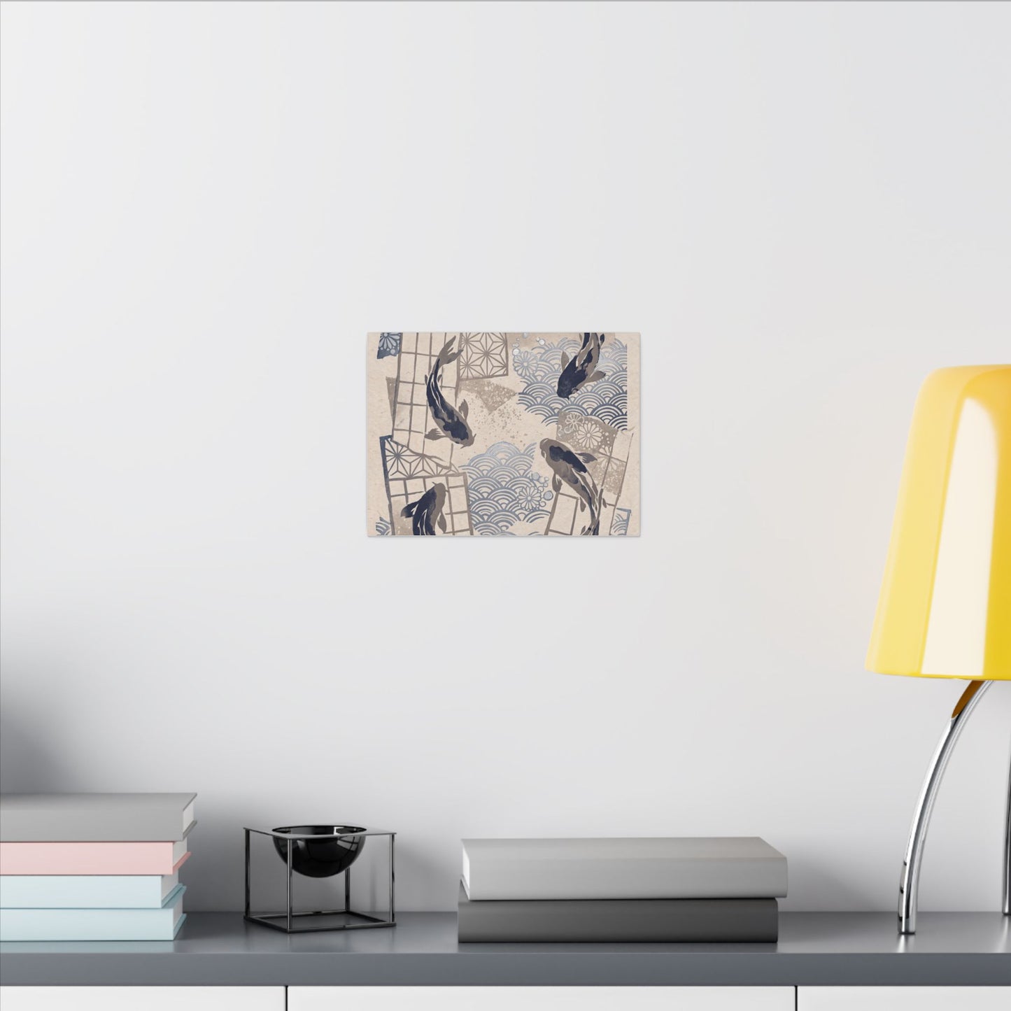 Earthy Koi Pond Canvas Art - Japanese Pattern Japandi
