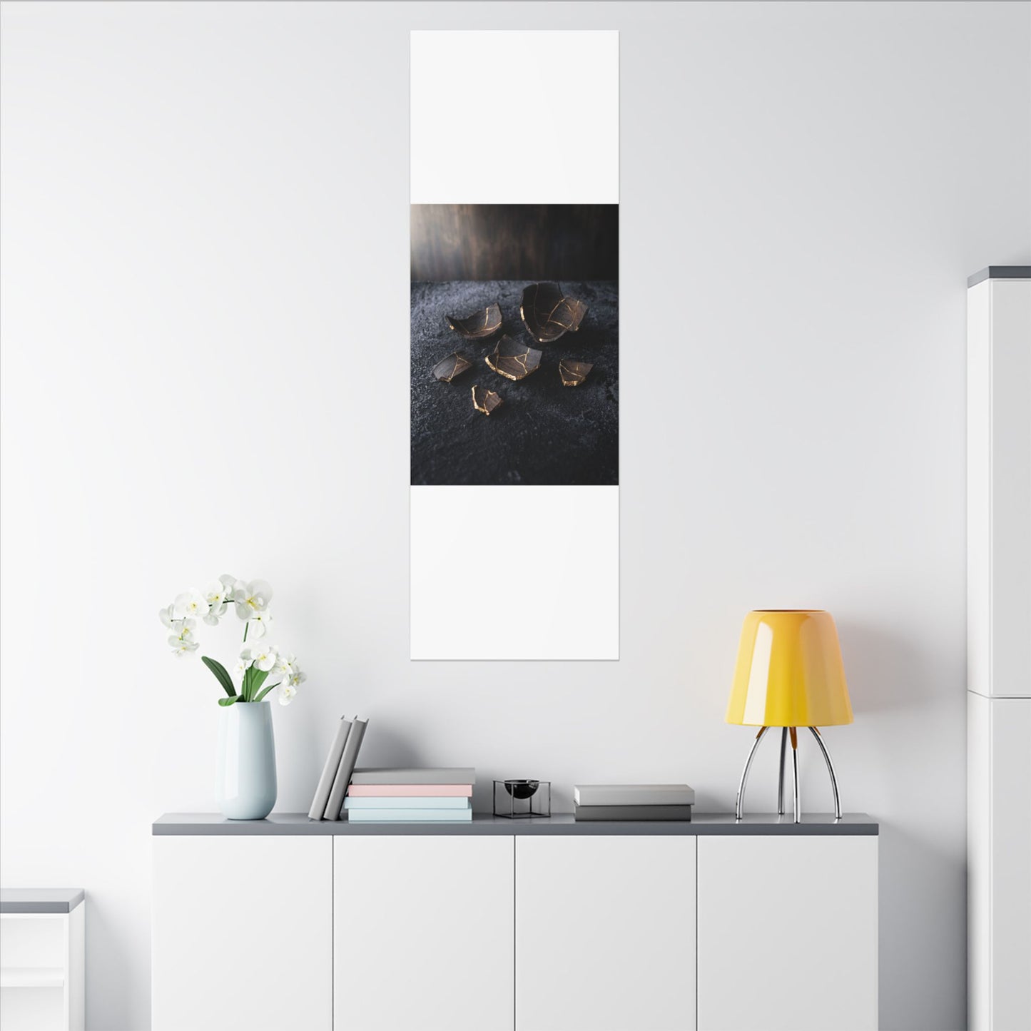 Winter Broken Pottery Shadow Zen Canvas Art | Bold Decor