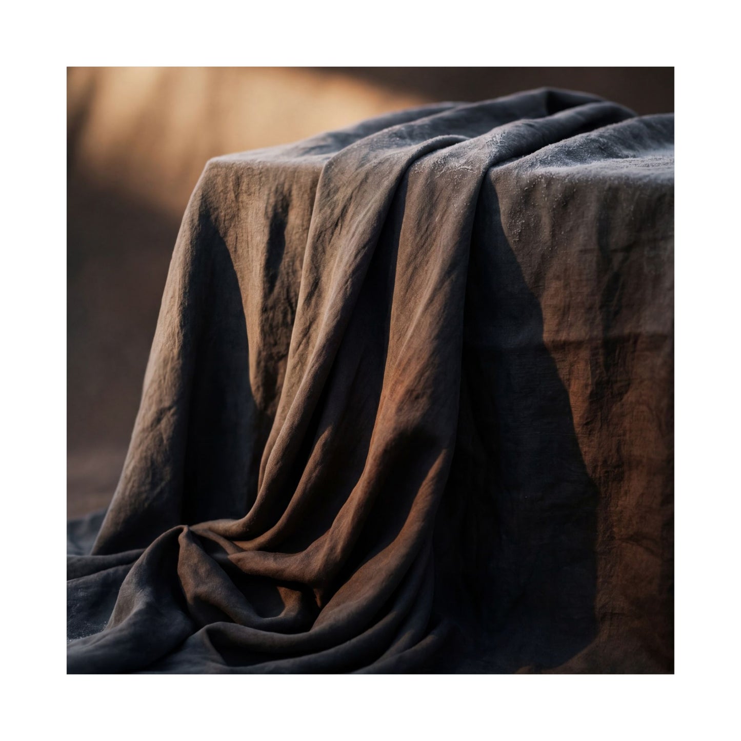 Dark Japandi Silk Drape in Golden Hour | Shadow Zen Wall Art Print