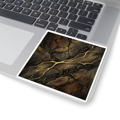 Cracked Earth Charcoal Ink Sticker | Luxurious Dark Japandi Art