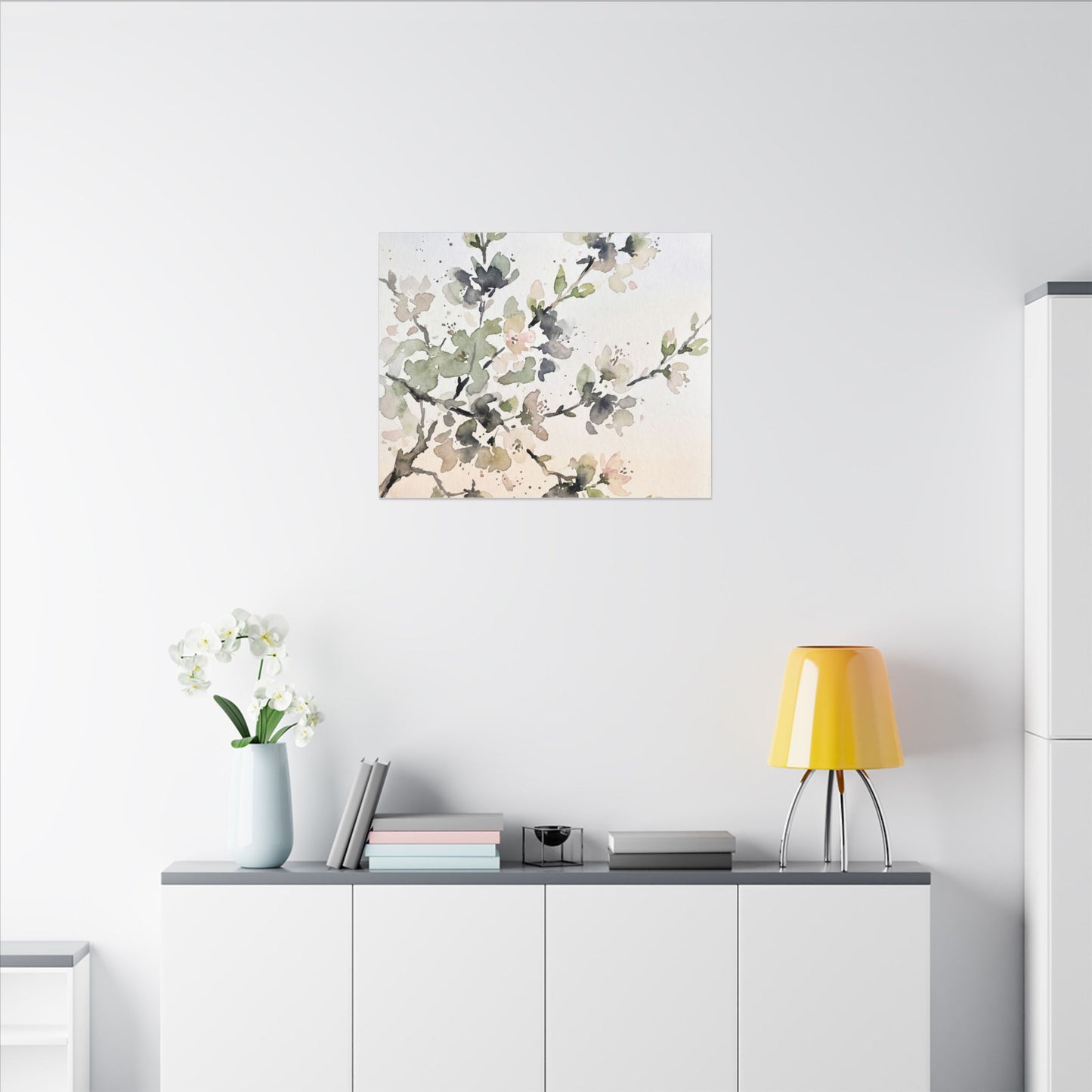 Cherry Blossom Watercolor Canvas Art | Elegant Japandi Art