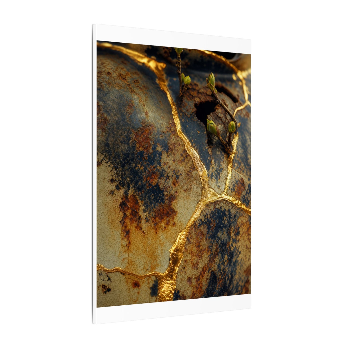 Datsuzoku Rust Patina Canvas Art - Kintsugi Crackle Gold