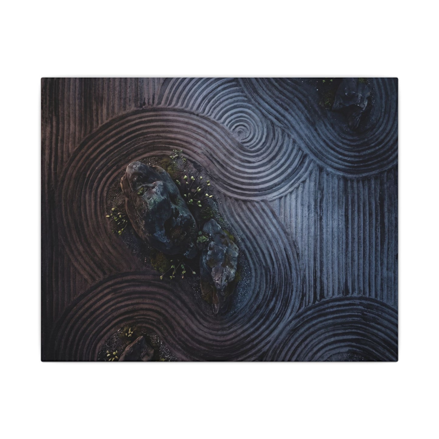 Spring Rock Garden Charcoal Ink Canvas Art | Bold Decor